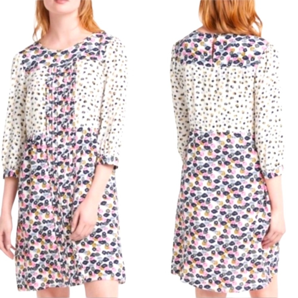 BODEN Hopscotch Poppy Meadow Pintuck Preppy Dress in Ivory size 10L - Picture 2 of 14